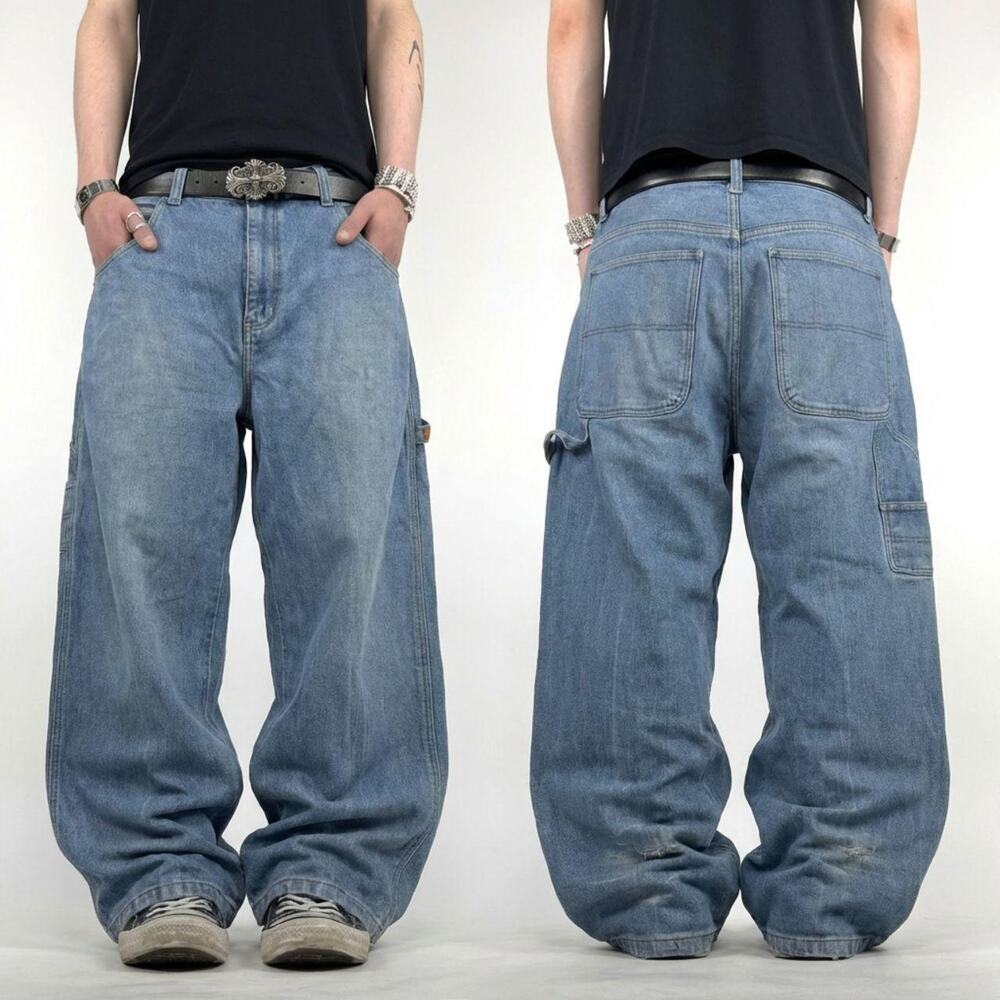Vintage y2k grunge baggy wide leg faded archive stonewash jeans